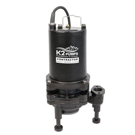 K2 Pumps Contractor Series 2 HP Grinder Pump with Stainless Steel Cutter, 230 Volt, 15 Amps SWG20001DBK